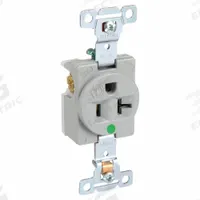 BRYANT Receptacle: Hospital Grade, Single, 5-20R, Gray, 125V AC, 20 A, 2 Pole / 3 Wire (MPN 8310GRY)