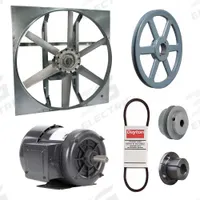 Exhaust Fan with Drive Package: Belt Drive, 30 in Blade, 3/4 hp, 10,798 cfm, 208-230/460V AC, 3 ph (MPN 7M8A5). Key specifications — Frame Finish: Zinc Plated; Assembled: Unassembled; Brand: DAYTON; Nameplate Voltage: 208-230/460V AC; Frame Material: Steel; Guard Type: None; Method of Construction: Cast; Motor Type: 3-Phase.