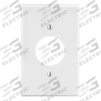 HUBBELL Wall Plate: Single Circular Opening, 1 Gang, White, Std Size (MPN P7W). Key specifications — Brand: HUBBELL; Material: Polycarbonate.