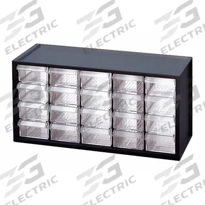 WESTWARD Drawer Bin Cabinet: 14 3/4 in x 6 in x 7 1/4 in, 20 Drawers, Stackable - Plastic Small Parts Drawer Cabinets
