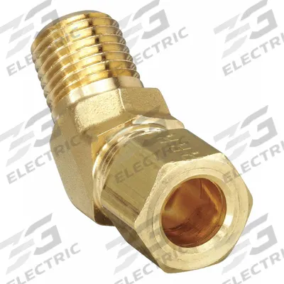 PARKER Compression Fitting Elbow: 3/8 in OD x 1/4 in Pipe Fitting Size, Compression x MNPT - Self-Aligning Brass Compression Fittings