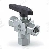 HAM-LET Manual Three-Way Ball Valve: 1/4 in, 316 Stainless Steel, L Flow, FNPT x FNPT x FNPT, Lever (MPN H-6810-SS-N-1/4-PST). Key specifications — Brand: HAM-LET; Handle: Lever.
