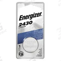 ENERGIZER Coin Cell Battery: 2430 Battery Size, Lithium / Manganese Dioxide, 320 mAh Capacity, 3V DC (MPN ECR2430BP). Key specifications — Voltage - Batteries: 3V DC; Battery Chemistry: Lithium / Manganese Dioxide; Product Type: Coin Cell Battery; Battery Size: 2430; Brand: ENERGIZER; Voltage - Subhead: 3V DC.
