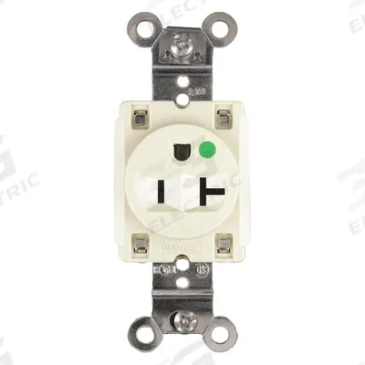 HUBBELL Receptacle: Hospital Grade Fed. Spec., Single, 5-20R, Ivory, 125V AC, 20 A - General Purpose Receptacles