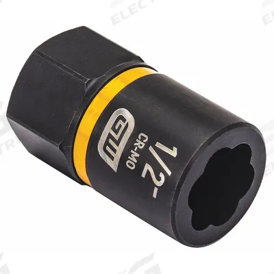 GEARWRENCH Bolt Extractor: 1/2 in Socket Size, 7-Point, Std, Black Oxide - 3/8" Drive Bolt Extraction Impact Sockets