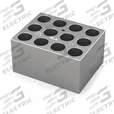 IKA Dry Block: Anodized Aluminum, 3 3/4 in Overall Wd, 3 in Overall Lg, 12 Wells - Dry Bath Blocks