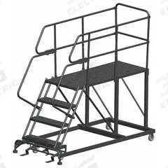 BALLYMORE Mobile Work Platform: 3.3 ft Platform Ht - Max, 24 in x 60 in, Steel, 800 lb Load Capacity (MPN SEP4-2460). Key specifications — Folding: Not Foldable; Mobility: Rolling; Brand: BALLYMORE; Color: Gray; Height Adjustability: Fixed Height; Includes Handrails: Handrails Included; Locking Mechanism: Foot-Activated Step Lock; Handrails: Includes Handrails.