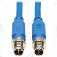 EATON TRIPP LITE Ethernet Cable: 3.3 ft Lg, X Coding, M12 Male Straight x M12 Male Straight, PoE++ (MPN NM12-6A1-01M-BL). Key specifications — Brand: EATON TRIPP LITE; Cable Jacket Color: Blue; End 1 Coding: X; End 2 Coding: X; IP Rating: IP68; Performance Category: Cat6a; Power over Ethernet (PoE): PoE++.