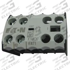 EATON Auxiliary Contact: 1NO/1NC, 10 A Max Current (AC), Front Mount, Front-Mounted (MPN XTMCXFA11). Key specifications — Brand: EATON; Compatible with Series: XTRM Miniature Control Relays.