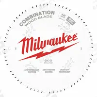 MILWAUKEE Circular Saw Blade: 12 in Blade Dia., 60 Teeth, 0.12 in Cut Wd, 1 in Arbor Size, Combo (MPN 48-40-1222). Key specifications — attr1116119: MILWAUKEE; attr1145631: Wood.
