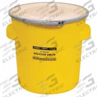 EAGLE Salvage Drum: HDPE, 20 gal, Lever Lock Ring, Unlined/No Interior Coating, Metal, 1H2/X75/S (MPN 1654). Key specifications — Drum Material: HDPE; Drum Head Type: Open Head; UN Rating Solids: 1H2/X75/S; UN Rating Liquids: 1H2/X75/S; Interior Lining: Unlined/No Interior Coating; Drum Message Text: None; Closing Ring Material: Metal; For Holding: Original Shipping Container.