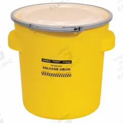 EAGLE Salvage Drum: HDPE, 20 gal, Lever Lock Ring, Unlined/No Interior Coating, Metal, 1H2/X75/S (MPN 1654). Key specifications — Drum Material: HDPE; Drum Head Type: Open Head; UN Rating Solids: 1H2/X75/S; UN Rating Liquids: 1H2/X75/S; Interior Lining: Unlined/No Interior Coating; Drum Message Text: None; Closing Ring Material: Metal; For Holding: Original Shipping Container.