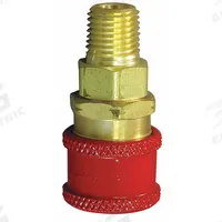 HANSEN Quick Coupler Body: UNF, 9/16"-18 (MPN RD704LSL). Key specifications — Manufacturer Part Number: RD704LSL; Hose Connection Gender: Male; Hose Connection Size: 9/16"-18; Hose Connection Type: UNF; Locking Type: Sleeve; Brand: HANSEN; Color Code: Red.