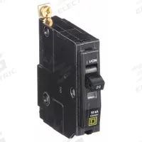 SQUARE D Miniature Circuit Breaker: 20 A, 120/240V AC, Single Phase, 10kA at 120/240V AC, 1 Poles (MPN QOB120HID). Key specifications — Phase: Single; Amps: 20 A; AC Voltage Rating: 120/240V AC; Max. AIR Rating: 10kA at 120/240V AC; For Use With: Square D NQOD Panelboards; Brand: SQUARE D.