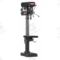 DAKE CORPORATION Floor Drill Press: Belt Drive, Variable Speed, 46 RPM – 3,473 RPM, 18 in Swing (MPN 977400-1V). Key specifications — attr22849: 46 to 3,473 RPM; attr22858: 120V AC; attr73523: Tapping; attr22856: Belt; attr73570: Single-Phase; attr22850: 9 in; attr22846: 2 hp; attr22840: 20 A.