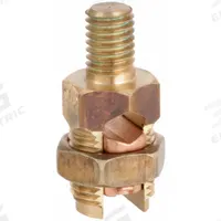 Grounding Split Bolt Connector with Stud: Leaded Bronze Alloy, 1 Grounding Wires (MPN KC25). Key specifications — Brand: BURNDY; Grounding Wire Size: 2 to 1/0 AWG SOL; Material: Bronze; Series: KC; Thread Size: 1/2"-13; Manufacturer Part Number: KC25.
