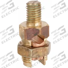 Grounding Split Bolt Connector with Stud: Leaded Bronze Alloy, 1 Grounding Wires (MPN KC25). Key specifications — Brand: BURNDY; Grounding Wire Size: 2 to 1/0 AWG SOL; Material: Bronze; Series: KC; Thread Size: 1/2"-13; Manufacturer Part Number: KC25.