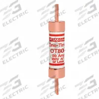 MERSEN Fuse: Class K5, OT Series, Fast-Acting, 80 A, 250 V AC, 250 V DC, Non-Indicating (MPN OT80). Key specifications — Series: OT; Brand: MERSEN; Manufacturer Part Number: OT80.