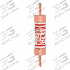MERSEN Fuse: Class K5, OT Series, Fast-Acting, 80 A, 250 V AC, 250 V DC, Non-Indicating (MPN OT80). Key specifications — Series: OT; Brand: MERSEN; Manufacturer Part Number: OT80.