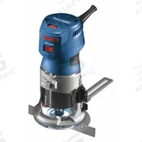 BOSCH Router: Compact, Fixed Base, 1.25 hp, Variable Speed, 35,000 RPM, 1/4 in Collet, Palm Grip (MPN GKF125CEN). Key specifications — attr326433: Soft-Start; attr241172: Router; attr217717: 120V AC; attr217680: BOSCH.