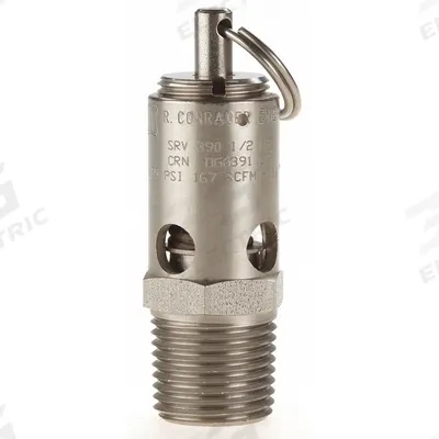 CONRADER Safety Valve: Soft Seat, 1/2 in (M)NPT Inlet (In.), 175 psi Preset Setting (PSI) - Soft Seat Pneumatic Safety Valves