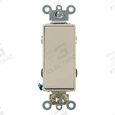 LEVITON Wall Switch: Rocker Switch, 4-Way, Maintained, Ivory, 120/277V AC - Rocker Wall Switches