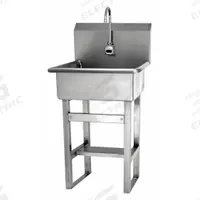 SANI-LAV Hands-Free Sink: 46 1/2 in Overall Ht, 20 in Bowl Lg, 9 in Bowl Dp, 2 gpm Flow Rate, Sensor (MPN 524A). Key specifications — Includes Side Splash: Side Splash Not Included; Power Source: AC Powered; Brand: SANI-LAV.
