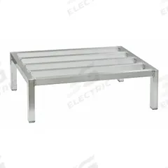 NEW AGE INDUSTRIAL Dunnage Rack: Welded, 12 in x 36 in x 20 in, Aluminum, 3,000 lb Load Capacity (MPN 2004). Key specifications — Finish: Natural; Color: Silver; Brand: NEW AGE INDUSTRIAL; Material: Aluminum; Method of Construction: Welded; Included: Cap Feet.