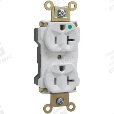 PASS & SEYMOUR Receptacle: Hospital Grade, Duplex, 5-20R, White, 125V AC - General Purpose Receptacles
