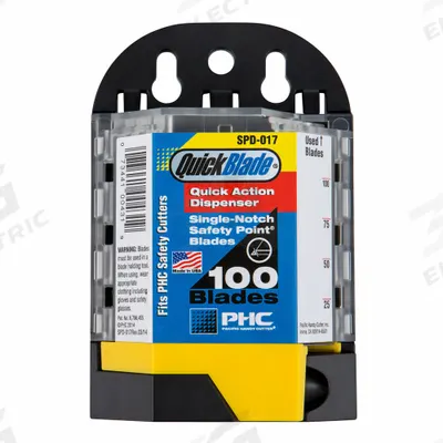 PACIFIC HANDY CUTTER, INC Safety Point Blade Dispenser: 1 11/16 in Blade Lg - Straight-Edge Blunt-Tip Replacement Utility Blades