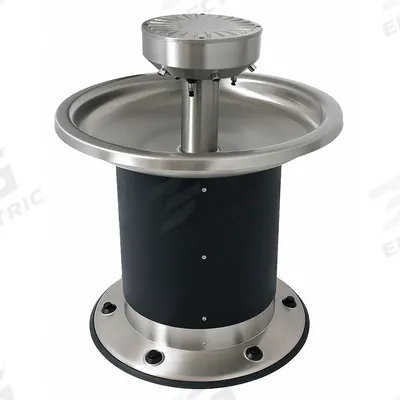 ACORN Wash Fountain: Black/Silver, Stainless Steel, Circular, 38 1/4 in Overall Wd - Foot-Operated Push Button Wash Fountains