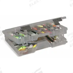 PLANO MOLDING Compartment Box: 14 in x 9 in x 2 3/4 in, Clear, 45 Compartments, 10 Adj Dividers (MPN 470000). Key specifications — ESD Conductive: Not Electrostatic Discharge Conductive; Color: Clear; Brand: PLANO MOLDING; Material: Plastic.