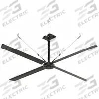 HUNTER INDUSTRIAL Ceiling Fan: 68,544 cfm Airflow, 12 ft Blade Dia, Variable Speeds, 240V AC, Silver (MPN E12-21I-IP-MD). Key specifications — Voltage: 240V AC; Light Kit: No; Series: ECO; Number of Speeds: Variable; Phase: Single; Current: 6.5 A; Brand: HUNTER INDUSTRIAL.