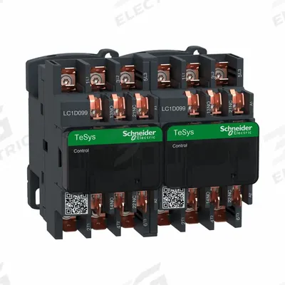 SCHNEIDER Magnetic Contactor: Reversing, 3 Poles, 3NO Contacts, 9 A - Reversing IEC Contactors
