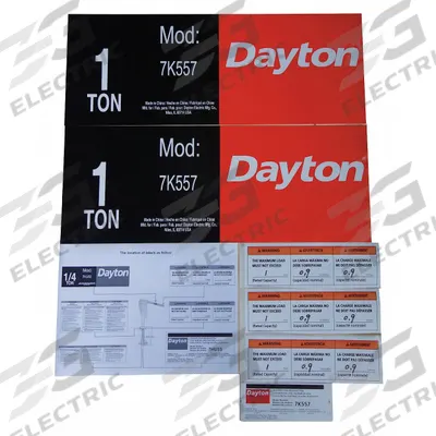 DAYTON Jib Crane Label Kit: For 7K557 (MPN 28CH91) - GGS Material Handling Parts