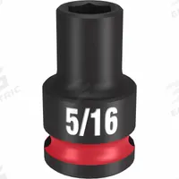 MILWAUKEE Standard Impact Socket: 3/8 in Drive Size, SAE, 5/16 in Socket Size, 6-Point, Std (MPN 49-66-6102). Key specifications — attr1215501: MILWAUKEE; attr1215515: Black Phosphate; attr1215518: 5/16 in.