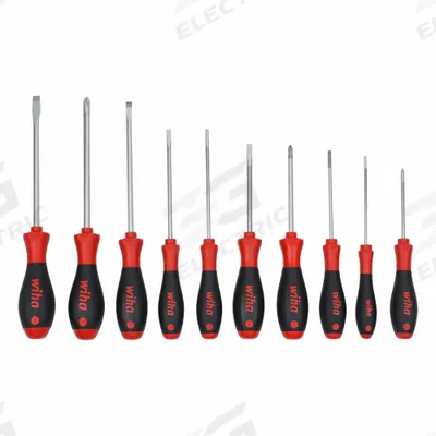 WIHA Screwdriver Set: 1-10 Pieces, 10 Pieces, Phillips/Slotted Tip, Cushion Grip - General Purpose Screwdriver Sets