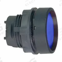 SCHNEIDER Flush Push Button: Blue, 22 mm Mounting Size, Non-Metallic, Maintained (MPN ZB5AH06). Key specifications — Brand: SCHNEIDER; Action: Maintained; Series: XB5; Push Button Material Type: Non-Metallic.