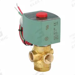 REDHAT Solenoid Valve: 3-Way, Normally Closed, 1/4 in Pipe Size, 12V DC, Direct Mount, Brass Body (MPN 8320G182). Key specifications — Pipe Size: 1/4 in; Voltage: 12V DC; Brand: REDHAT; Coil Enclosure: Watertight.