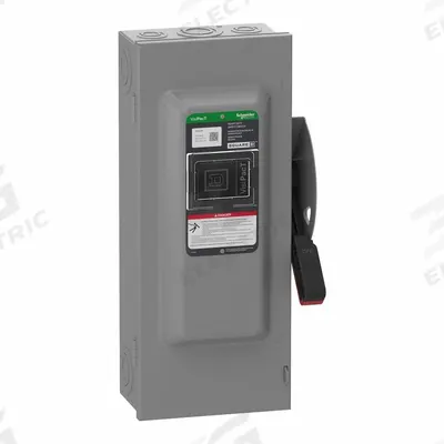 SCHNEIDER Safety Switch: Fusible, 100 A, Three Phase, 240V AC, Galvanized Steel - Fusible Safety Switches