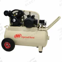 INGERSOLL RAND Portable Air Compressor: Oil Lubricated, 20 gal, Horizontal, 2 hp, 4.6 cfm @ 90 psi (MPN P1.5IU-A9-H Horizontal Garage Mate). Key specifications — attr48686: Oil Lubricated; attr48685: 115V AC; attr48689: 4.60 cfm; attr48678: 15 A; attr48688: Safety Valve; attr48671: INGERSOLL RAND; attr124308: Standard (75 dBA or more).