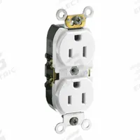 LEVITON Duplex Receptacle Outlet: Duplex, 5-15, White, 125V AC, 15 A, 2 Pole / 3 Wire (MPN CR015-W)