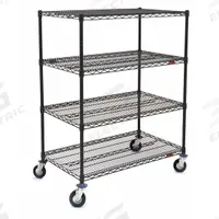 APPROVED VENDOR Wire Shelving Unit: 72 in x 24 in x 68 in, Dry/Wet, Split Sleeve, 4 Shelves, Black (MPN CC2472BL-SRP). Key specifications — Color: Black; Finish: Epoxy Coated; Recommended Environment: Dry; Number Of Shelves: 4; Caster Wheel/Configuration: (2) Swivel; Material: Steel; Caster Wheel/Tread Material: Polyurethane; Brand: APPROVED VENDOR.