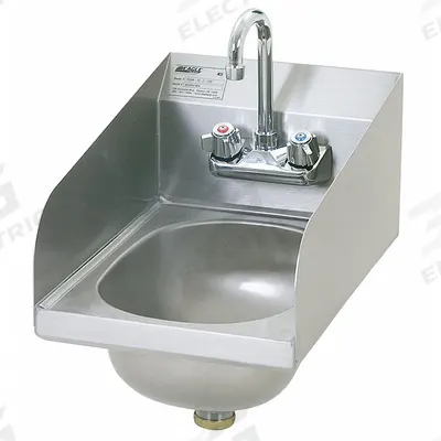 EAGLE GROUP Hand Sink: 1 Stations, 6 3/4 in Bowl Dp, 9 3/4 in Bowl Lg, 13 1/2 in Bowl Wd - One-Station Wall-Mounted Hand Sinks with Faucets