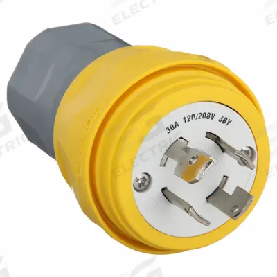 HUBBELL Locking Plug: Non-NEMA, Yellow, 120/208V AC, 30 A, 4 Pole - Watertight Plugs