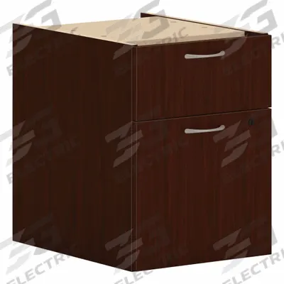 HON Desk Pedestal: Mahogany, 2 Drawers, 15 in Overall Wd, 20 in Overall Ht - Desk Pedestals