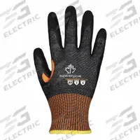 SUPERIOR GLOVE Knit Gloves: L ( 9 ), ANSI Cut Level A9, Fingertips, Dipped, Crinkle Latex, 1 PR (MPN STXLXRT-9). Key specifications — Glove Coating Finish: Crinkle; Brand: SUPERIOR GLOVE; Glove Hand Style: Left and Right; Touchscreen Compatible: No; Includes Reinforced Thumb Crotch: Yes; Knit Material Color: Black.