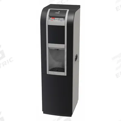 OASIS Plumbed Water Dispenser: Freestanding, Cold/Hot, Gray, Carbon Fiber, 45 3/8 in Ht - Freestanding Plumbed Water Dispensers with Filtration