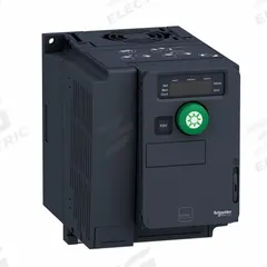 SCHNEIDER Variable Speed Drive: In Phase Three, 380-500V AC, Out Phase Three, 1 1/2 hp, IP20, Manual (MPN ATV320U11N4C412). Key specifications — Style: Compact; Color: Black/Blue/Gray; Output Phase: Three.
