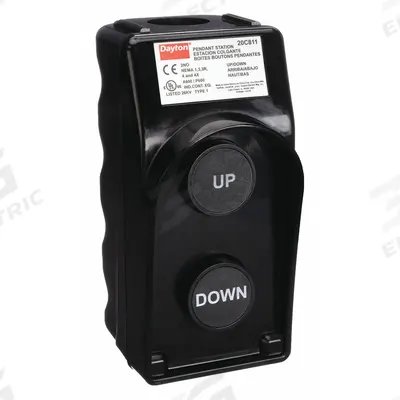 Dayton Pendant Control Station: (2) Push Buttons, 2NO, Up/Down, NEMA 1/3/3R/4/4X - Push-Button Pendants